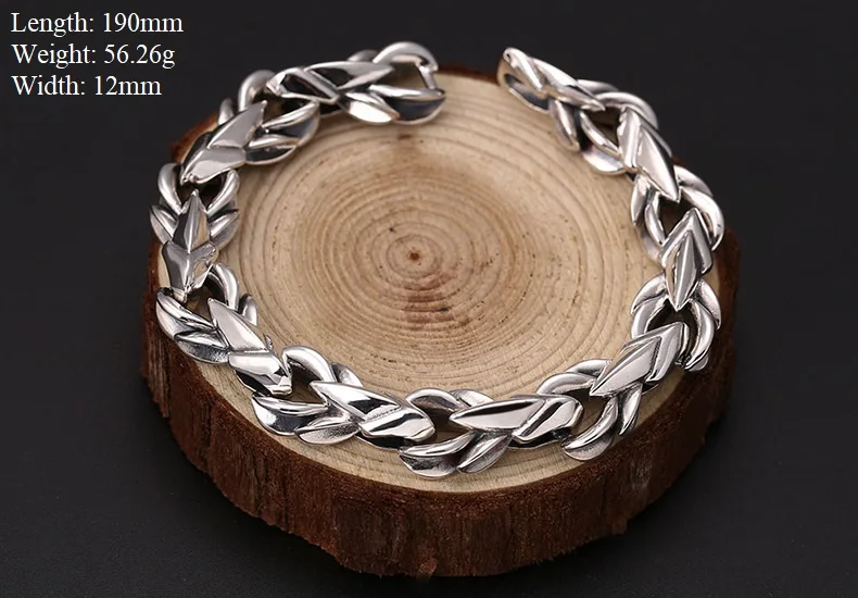 Handmade 100% 925 Silver Dragon Skin Bracelet 925 Sterling Man Bracelet Thai Silver Power Dragon Bracelet