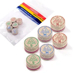 CUESOUL-Suave Assado Porco Couro Pool Dicas Cue, Bilhar Dica Cue, 14mm, 8 Camada Dica Cue, 6pcs por conjunto