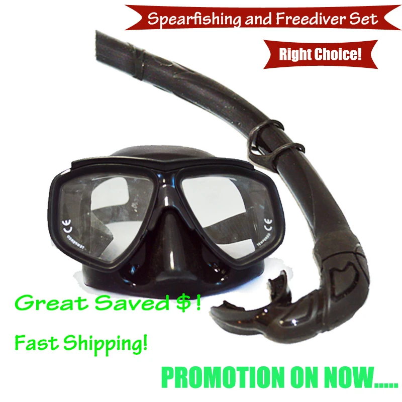 

1 set top spearfishing mask and snorkels great liquid silicone seal tempered glass lens mask low volume spearfishing mask