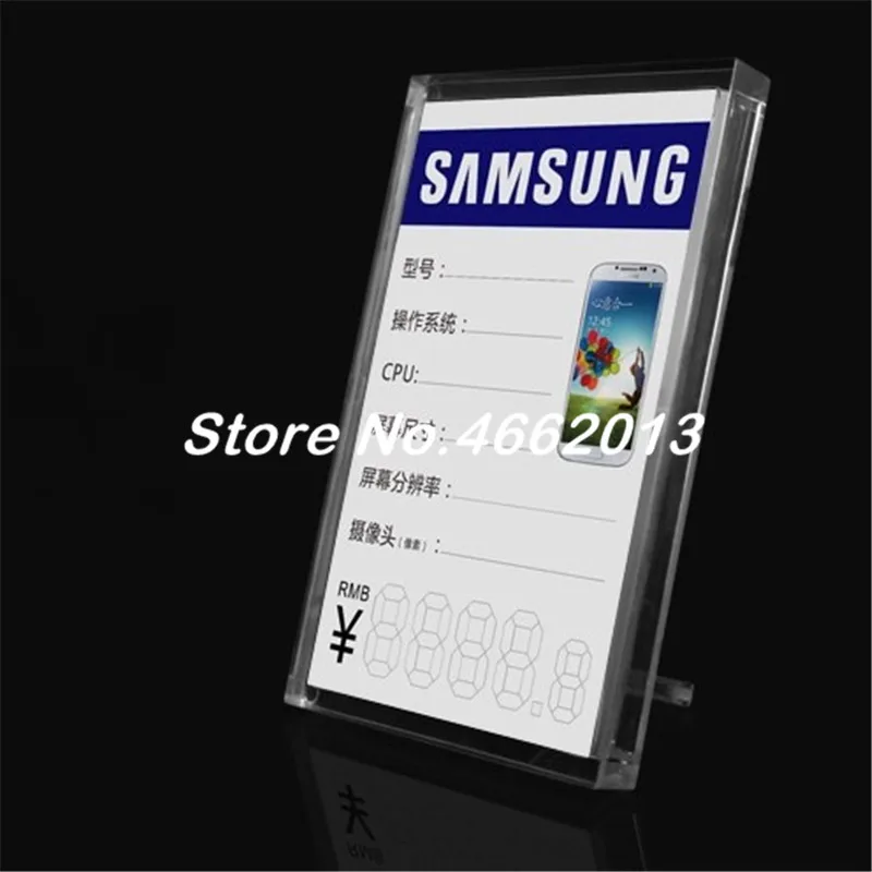 10pcs Clear 3C store Acrylic Sign Holder Price Tag Holder Stand Phone Advertising Stand For Samsung Phone Store