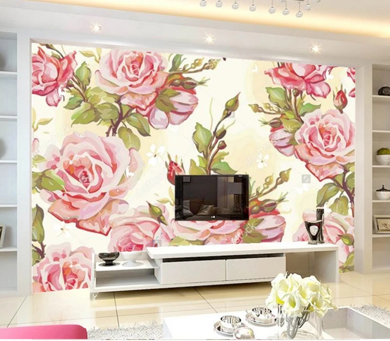 

Custom murals ,Elegant Pink Rose Wallpaper papel de parede,hotel room living room sofa TV wall bedroom kitchen wallpapers