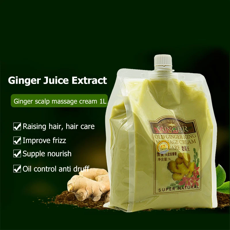 BOQIAN 1000ML Natural Ginger Essence Hair& Scalp Massage Cream Dandruff Oil Control Nourishing Repair Damaged Hair Care Products