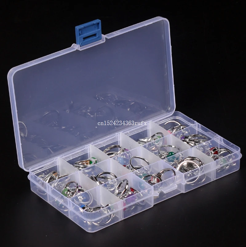 120Pcs 15 Slots Plastic Storage Box 15 Compartment Storage Boxes Adjustable Jewelry Necklace Craft Case Holder Organizer