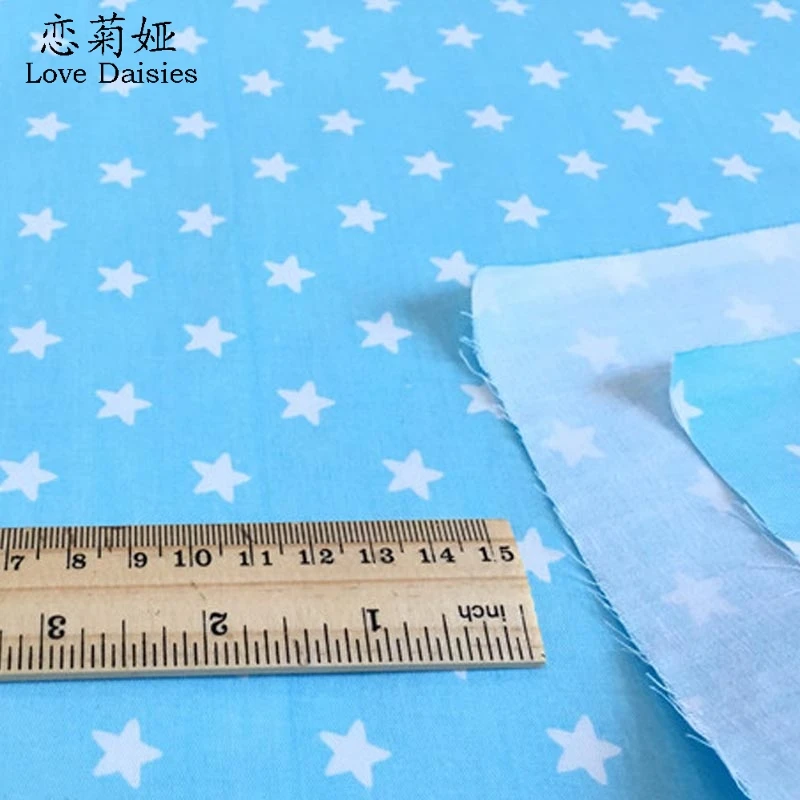 100% cotton twill cloth small stars fabric for DIY kids bedding sheet cushion patchwork homework crafts handwork quilting sewing