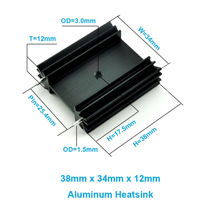 2pcs/lot Double needle Aluminum Heatsink 38x34x12mm TO-247 TO247 heatsink radiator for MOS,TO-220/TO-3P IC chip heat dissipation