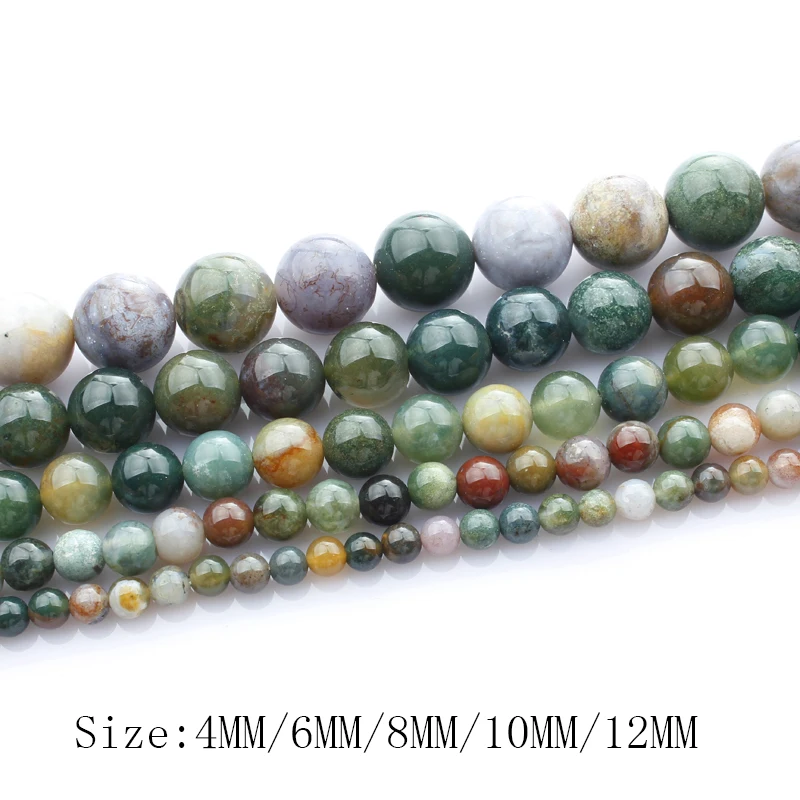 CAMDOE DANLEN Natural Stone Indian Agates Round Beads 4 6 8 10 12 14 MM Diy Woman Man Necklace Bracelet Beads For Jewelry Making