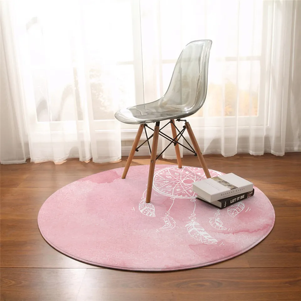 BeddingOutlet Dreamcatcher Bedroom Carpets Watercolor Round Area Rug for Living Room Purple Blue Pink Bohemia Floor Rug Play Mat