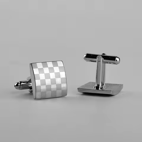 Funny Mens Laser Grid Pattern Square Cufflinks