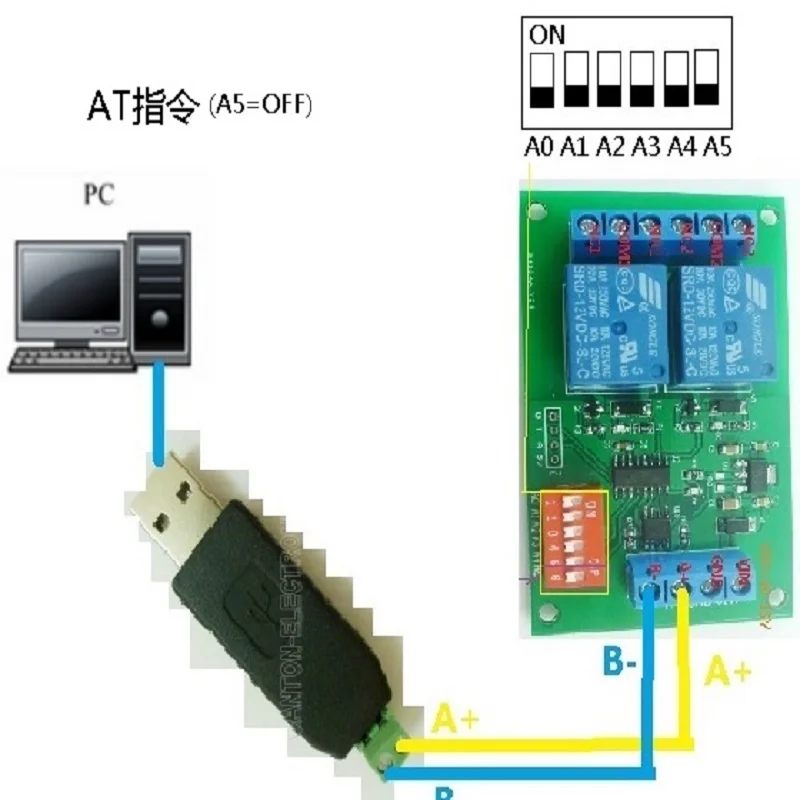 CE035_S with Shell 2CH RS485 Relay DC 12V Switch Board Modbus POLL AT command PLC for PTZ camera Electric door Water pumps LED