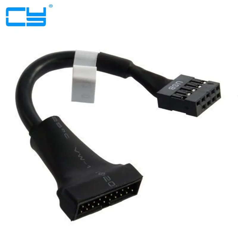 

USB 2.0 9pin Housing Male to Motherboard USB 3.0 19pin Header Female Cable 14cm