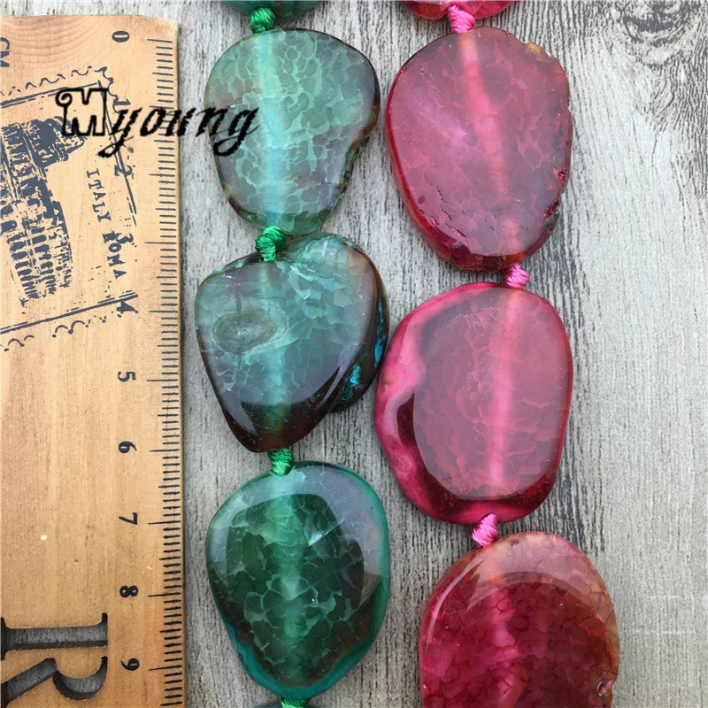 New Freeform Dragon Veins Agates Pendant Beads,Natural Stone Slab Drilled Beads For DIY Jewelry MY2022