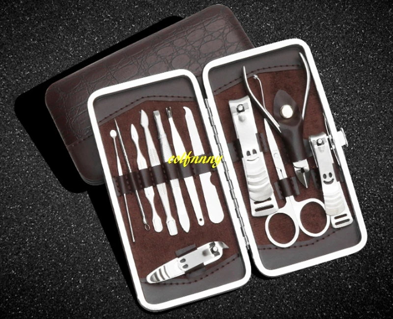 Free Shipping 12 in 1 Stainless steel Nail Art Manicure Set Nail Care Tools Finger toe Nail Cutter Clipper File Scissor Tweezers