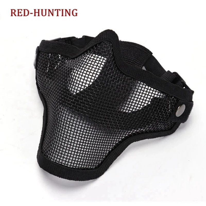 Half Face Metal Steel Wire Mesh Masks Tactical Hunting CS single belt Mask For Outdoor Airsoft Paintball