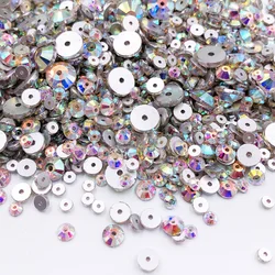 500&1000Pc Mix 3-8mm Sewing Crystal AB Rhinestones Applique Sew On Flatback Glass Beads Strass Stones For DIY Clothes Decoration