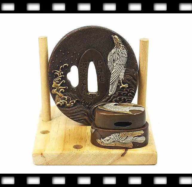 TFK038 SAMURAI KATANA EAGLE & WAVE TSUBA FUCHI KASHIRA KATANA FITTINGS FOR DIY