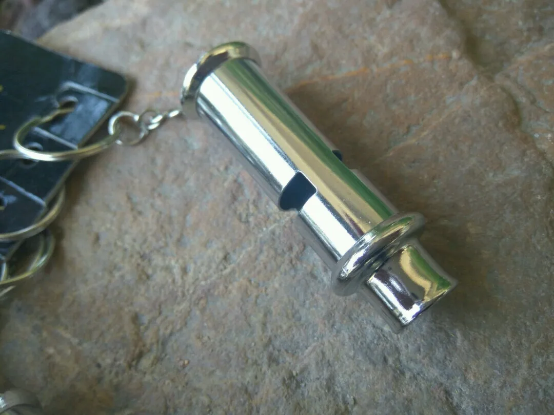 12PCS/LOT Stainless steel high-frequency high decibel whistle lifesaving metal outdoor survival whistle