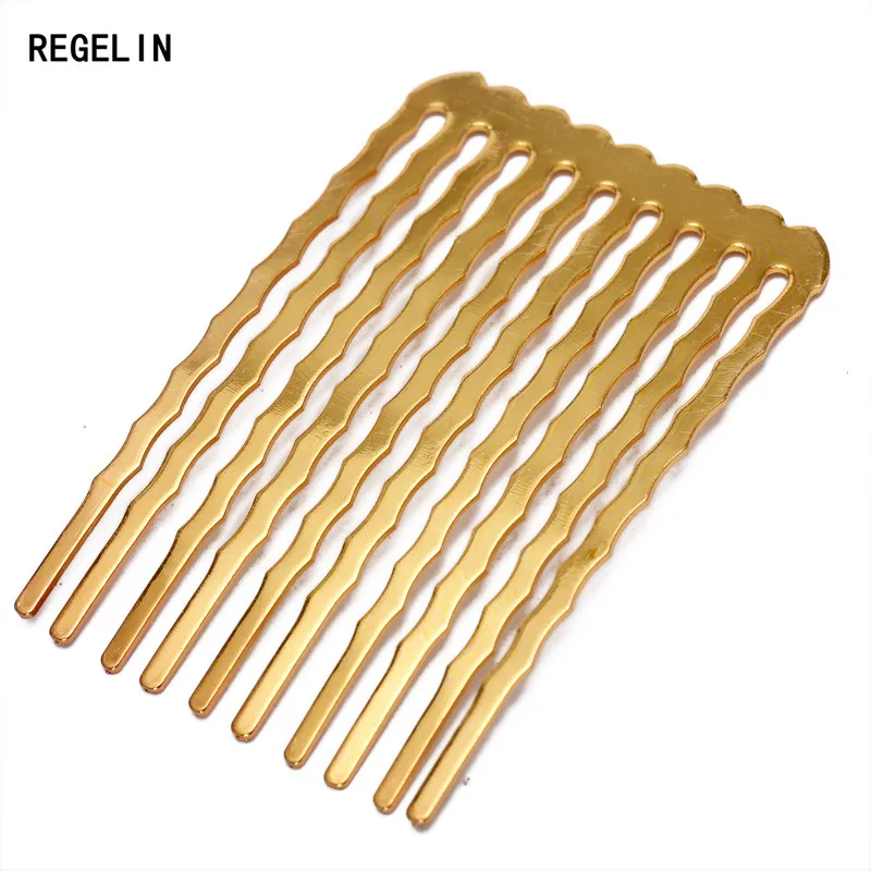 REGELIN 10pcs/lot 50mm 5/10/13teeth Copper Comb Hair Jewelry Making Finding Charm Women Hairs Findings Barrettes Retro Headwear