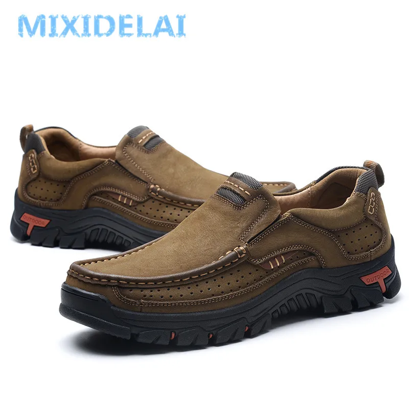 MIXIDELAI Genuine Leather Men Shoes England Trend Male Footwear Set Foot Men\'s Casual Outdoors Man Flats Work Shoes Large Size48