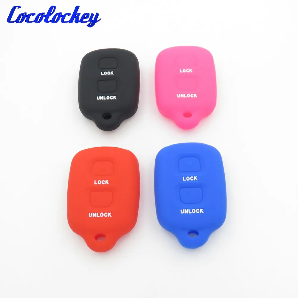 Silikonowa Osłonka na Kluczyk Cocolockey, Etui, Pokrowiec, Zestaw Ochraniaczy Pasujący do Toyota RAV4 Corolla 1998-1999, 2-przyciskowy Pilot Zdalnego Sterowania, Etui na Kluczyk Samochodowy