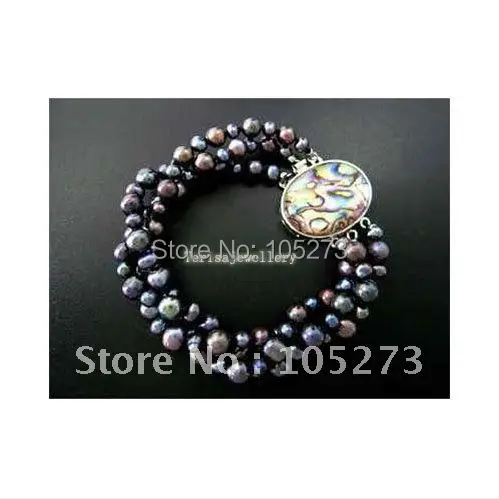 

Fashion Pearl Bracelet 8''inchs 5-6MM Genuine Black Color Genuine Freshwater Pearl Bracelet New Free Shipping FN708