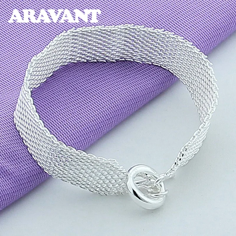 925 Silver Weave Bracelet Chains For Women Fashion Jewelry Accessories