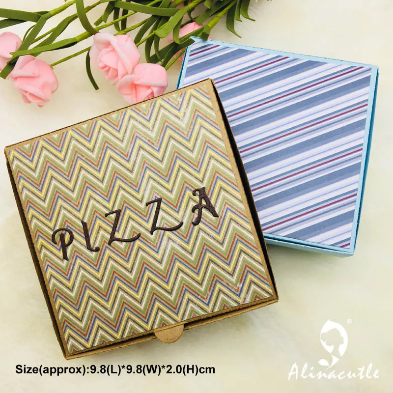 Alinacutle Metal Cutting Dies Cut Pizza Box Alphabet Gift Box Scrapbooking Paper Craft Album Card punch Knife Art Cutter