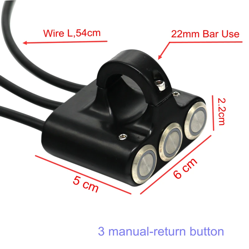 MoFlyeer Motorcycle Switches 22mm Handlebar Mount Switch Headlight Hazard Fog Light ON-OFF Aluminum Alloy With Indicator Light