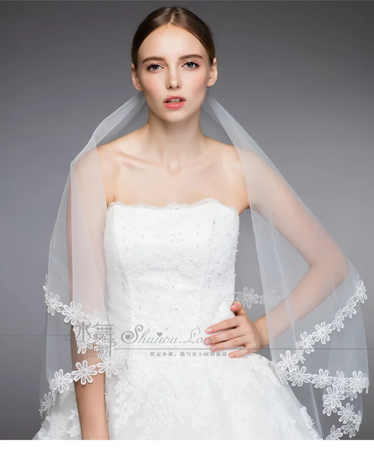 ynqnfs 2024 Free to send White/Ivory/ Two Layers Short Wedding Veils TS0120