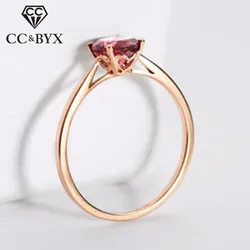 CC Vintage Rings For Women Rose Gold Plated Hollow 4 Claws Classic Red Cubic Zircon Round Stone Ring Wedding Jewelry CC1483