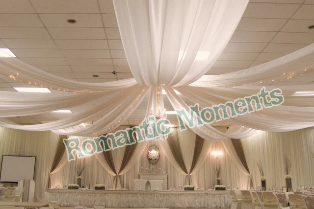 

Asian Specialty 8 pieces Banquet Ceiling Drape Canopy Drapery Wedding fabric 1.4m*16m per piece Wedding Party Decoration