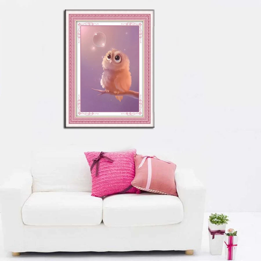 Hot Lovely Animal Cross Stitch Needlework 5d Diamond 20x30cm Diy Diamond Painting Calico Fabric Diamond Embroidery The Owl 06