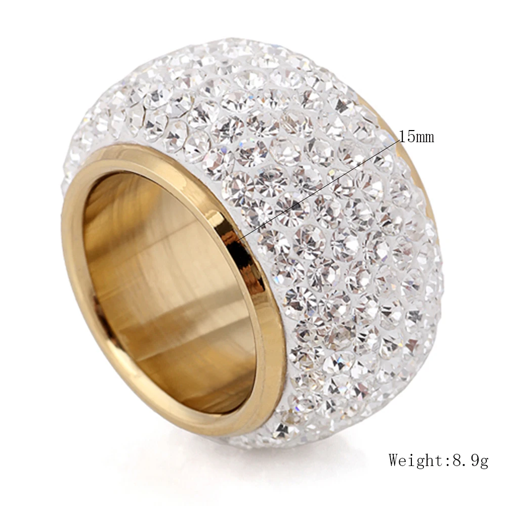 Wholesale shining full rhinestone finger rings for woman luxurious paragraph Crystal Jewelry Ring gold-color