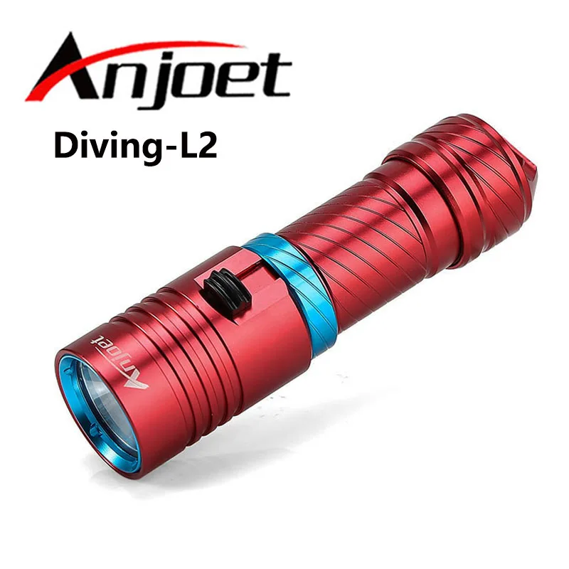 Anjoet Portable 5000LM CREE XM-L2 LED Waterproof Torch Flashlight Light Scuba 100m Underwater Diving Flashlights 18650/26650