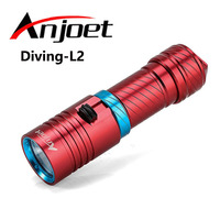 Anjoet Portable 5000LM CREE XM-L2 LED Waterproof Torch Flashlight Light Scuba 100m Underwater Diving Flashlights 18650/26650