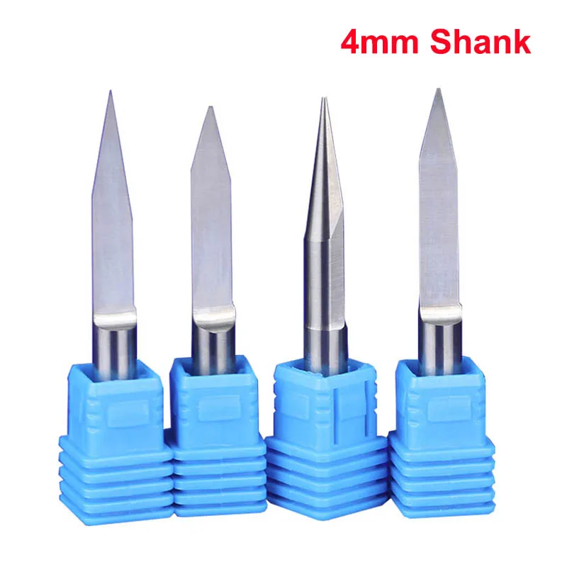4 millimetri Gambo a fondo Piatto Sharp Macchina Per Incidere di CNC Strumento di Cono Sharp Router Bit Goffratura Intagliare Fresa