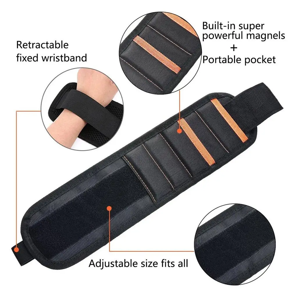 Wrist Support Strong Magnetic For Screw Nail Holder Wristband Band Tool Bracelet Pouch Bag Screws Drill Holder Holding A28
