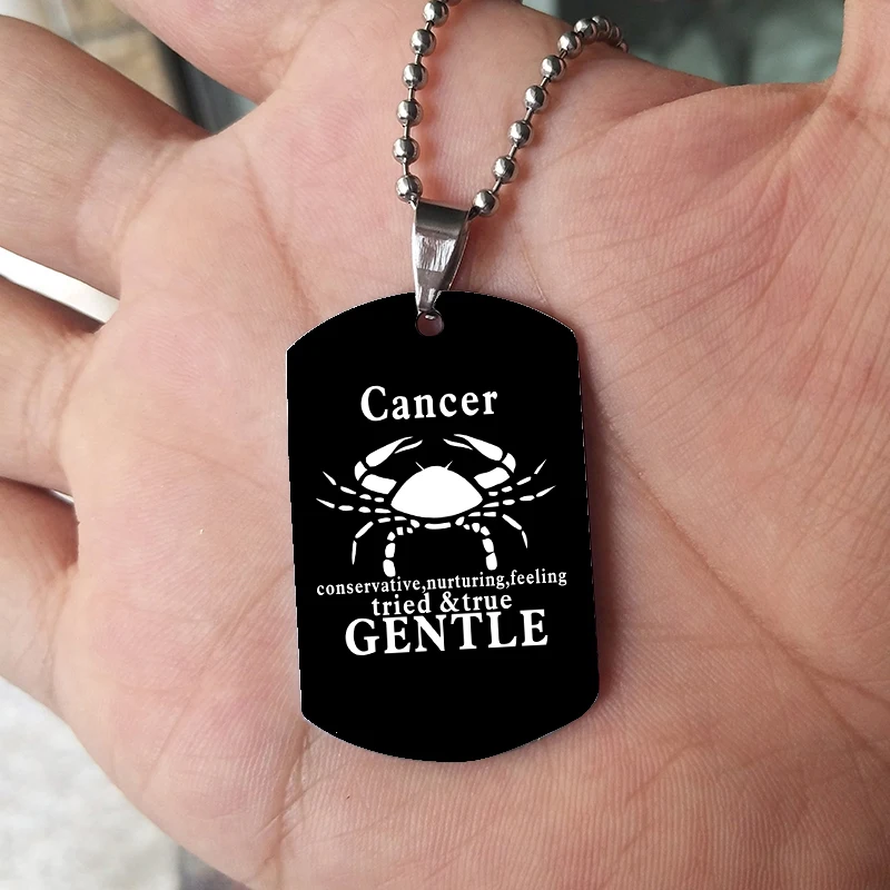 12 Sternzeichen Halskette für Männer Frauen schwarze Sternbilder Erkennungs marken Anhänger Halskette Schmuck – Detail 5