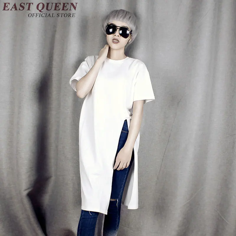 

Harajuku fashion side slit shirt black white side split shirt teenager fashion clothes t-shirt for teenagers NN0322 H