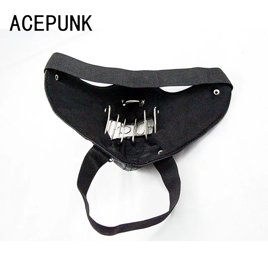 Thời Trang Punk Hông Hợp Khẩu Trang Lớn Vòng Đinh Tán Đen Bằng Da PU Thanh Diễn Sân Khấu Mặt Nạ Đá Nam Nữ unisex Khẩu Trang