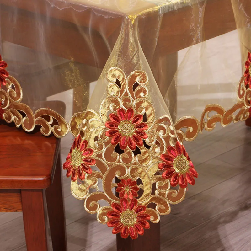 1PCS table cloth rectangular home embroidered hotel dining tablecloth elegant luxury table covers for Christmas home decoration