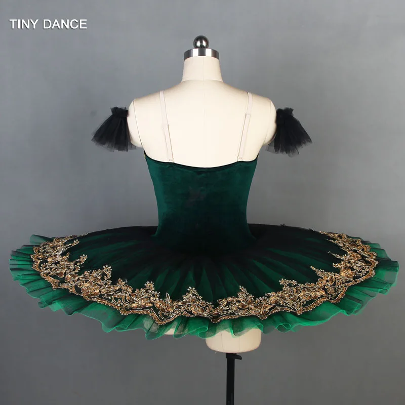 Robe tutu plissée pour filles adultes, olympiques de danse de ballet classique, performance de danse en solo, vert foncé, professionnel, BLL090