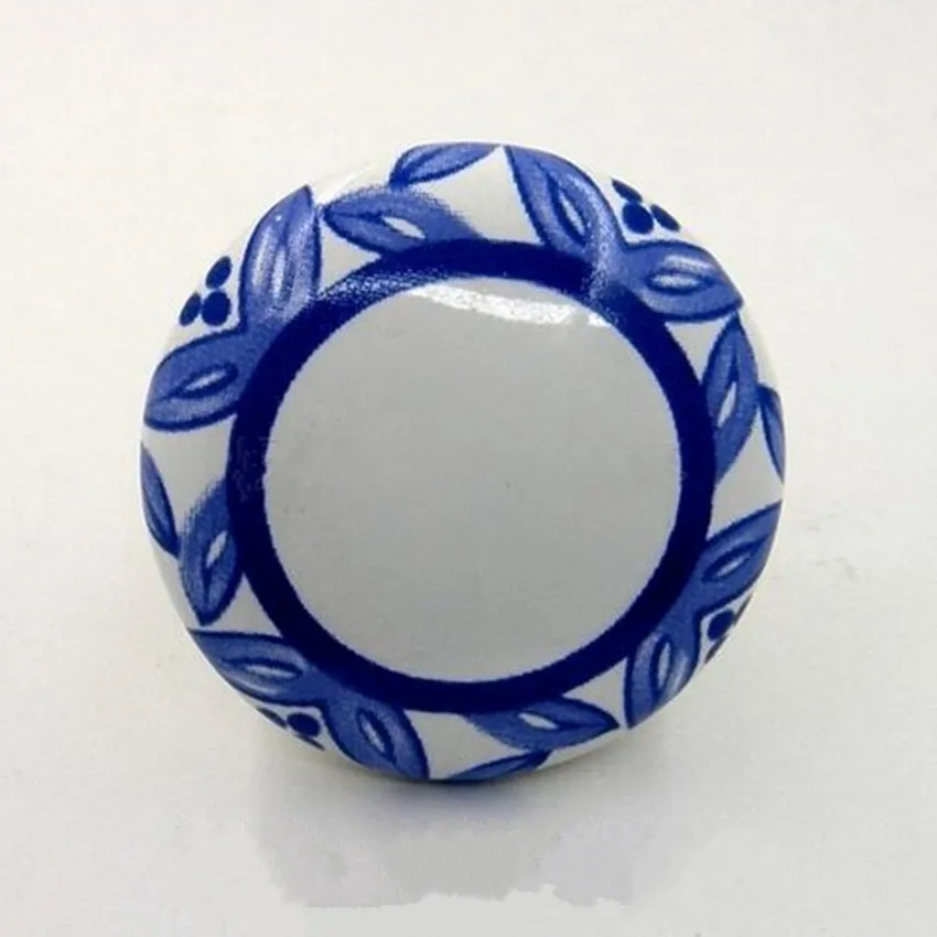 

white and blue porcelain furniture knob 38mm blue flower ceramic drawer shoe cabinet tv cabinet cupboard door handle knob