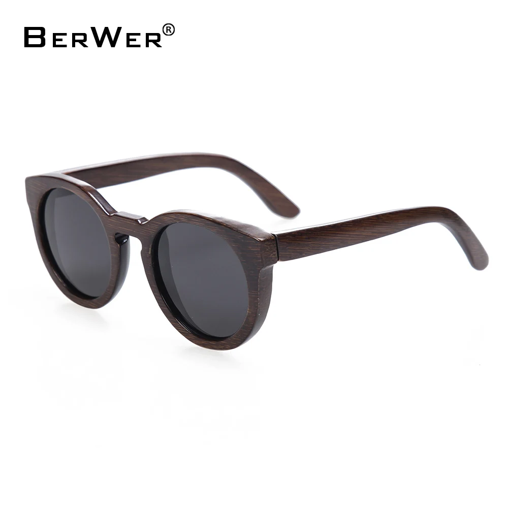 BerWer Sun Glasses For Men And Women Polarized New Fashion Wooden Sunglasses High Quality Bamboo Frame Sunglass In Stock