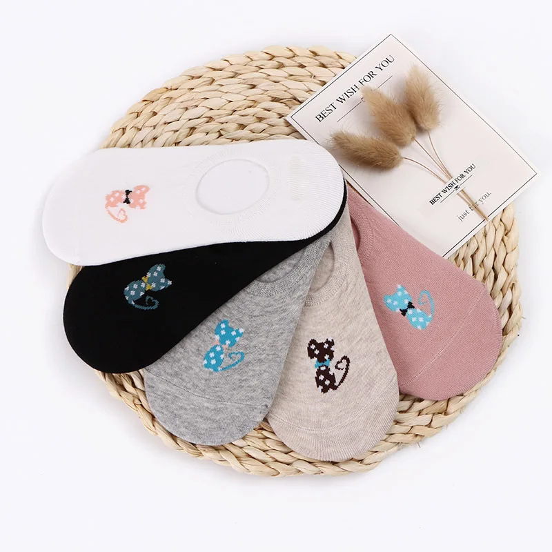 Cotton women low ankle boat socks invisible silicon gel slipper girl boy hosiery 1pair=2pcs ws162