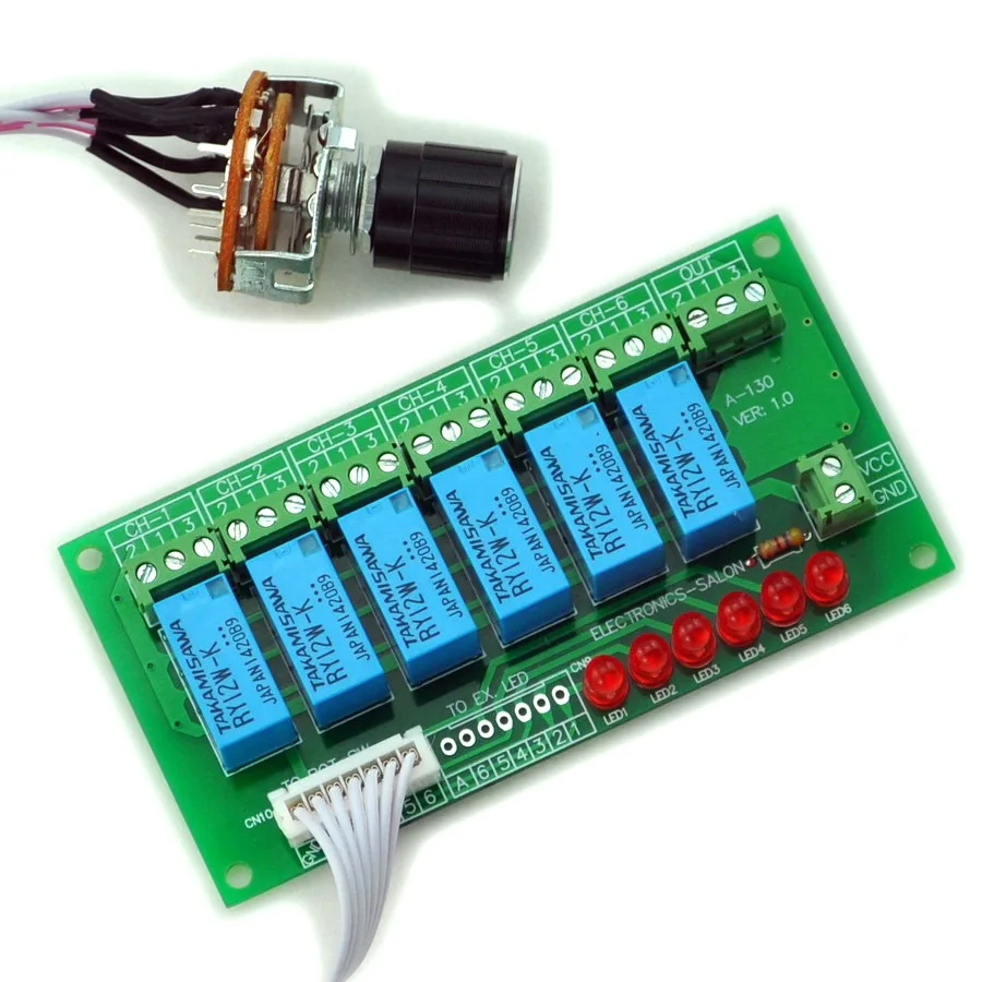 Electronics-Salon 6 Channel Unbalanced Stereo or Balanced Mono Audio Input Selector Relay Module