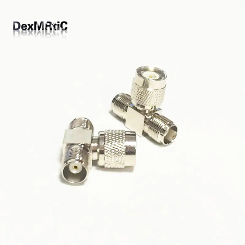 1pc TNC  Male Plug switch 2*TNC female jack  T Type splitter RF Coax Adapter convertor straight Nickelplated  NEW wholesale