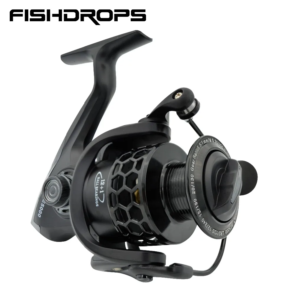 Carrete Spinning Fishdrops 12 Rodamientos para Pesca en Agua Salada