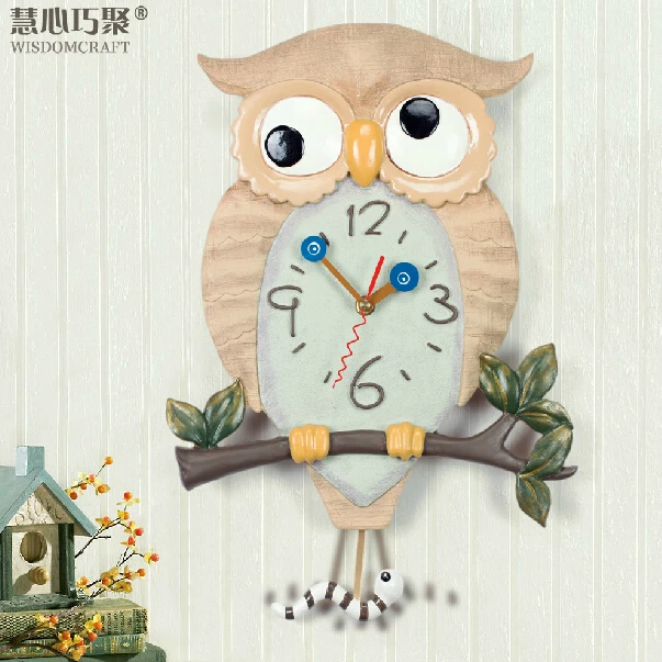 Original classic fashion creative living room clock Tianyuan Jing sound swing owl art wall clock watch