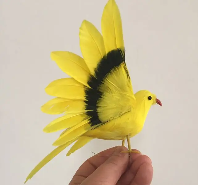 

yellow feathers bird model about 15x20cm spreading wings bird handicraft prop,home garden decoration gift p0827