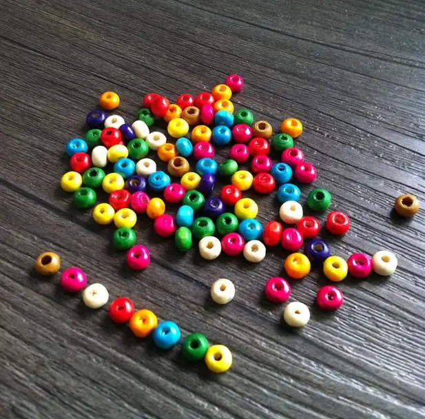 

250gram approx. 10000pcs Loose Beads Roundelle Wood Spacer Beads 4mm ,micro wooden beads ,mix colors Crafts For Kids D25